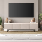 Hudson&Canal Whitman TV Stand for TV's up to 85" - Alder White-Constructed of sturdy steel and MDF materials in a handcrafted black grain finish