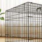 PawHut - Cage pour chien 41 po, cage pliante en métal avec 2 portes, plateau, coussin-Couleur : Noir, Beige 