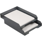 JAM Paper - Plateaux de rangement en papier empilables, gris, paquet de 2-Quantité : 2 plateaux empilables par paquet | Peut être empilé pour maximiser l'espace et garder votre bureau organisé