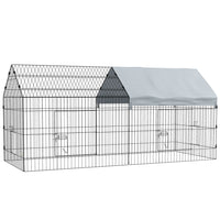 PawHut 87" Small Animal Cage with Roof - Grey-Not only indoor use but also allows outdoor use 
