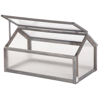 Outsunny Wooden Cold Frame Greenhouse with Openable Top - Grey- Solid, compact garden cold frame greenhouse for outdoor and indoor use
 