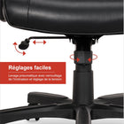 Staples - Chaise fonctionnelle en cuir reconstitué, noire-Revêtement en cuir noir reconstitué à la fois élégant et durable