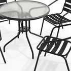 Table ronde de 31,5 po en verre et en métal, 4 chaises empilables noires en aluminium, dossier à lattes (TLH-072RD-017CBK4-GG)-7