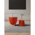 Manhattan Comfort Anderson Modern Leatherette Upholstered End Table - Orange - Set of 2-End Table 1.0 Features Beautiful Round Gold Steel Table Top