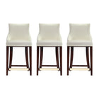 Manhattan Comfort - Shubert tabouret de comptoir moderne en similicuir 22,64" ivoire - lot de 3-Tabouret de comptoir moderne avec dossier parfait pour une utilisation au comptoir et dans la cuisine. Ensemble de 3
