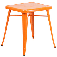 Flash Furniture – Petite table carrée en métal de 24 po pour intérieur/extérieur, orange (CH3133029OR)-Orange/métal, caoutchouc