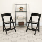 Flash Furniture HERCULES Series Black Wood Folding Chair with Vinyl Padded Seat-Joints Secured with nails and glue