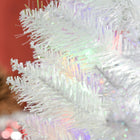 HOMCOM 7' Slim Artificial Christmas Tree with Colourful LED Lights - White-Pencil shape don't take up much floor or table space, suitable for small rooms or a second Christmas tree in an entryway 