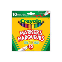 Marqueurs à trait large Crayola, ensemble de 10-Comprend 10 marqueurs à trait large aux couleurs classiques, parfaits pour la classe