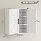 HOMCOM Farmhouse Bathroom Wall Cabinet with Barn Doors and Adjustable Shelves - White-Solid particle board with a water-resistant melamine coating for durability