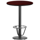 Flash Furniture Dessus de table rond de 30 po en stratifié d’acajou avec anneau de pied-Table d'hospitalité à hauteur de bar