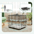 PawHut - Cage pour petit chien en métal pliable 24 po L, avec 2 portes, plateau amovible, coussin doux - noir-Plateau en ABS amovible pour un nettoyage simple 