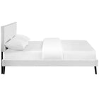 Modway Macie Vinyl Full Platform Bed with Round Splayed Legs - White-Center Rail with Support Two Legs