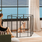 PawHut 6-Panel Foldable Dog Playpen with Door & Strap - 39" H-Constructed from rust-resistant steel for longevity