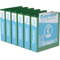 Davis Group Easyview Premium Binder - Round Ring - Customizable - 2" - Green - 6 Pack-3 Ring Binder