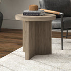 Hudson&Canal Holm 22"W Round Side Table - Antiqued Grey Oak-Features easy assembly