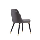 Manhattan Comfort Estelle 20.08" Modern Faux Leather Upholstered Dining Chair - Pebble and Black - Set of 2-Delivered to you Fully Assembled! No Assembly Required