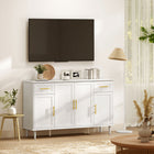 HOMCOM - Buffet 55,1 po L avec portes à fermeture en douceur - blanc-Kits anti-basculement pour renforcer la sécurité au quotidien 