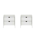 Manhattan Comfort Coney 19.68" Mid-Century Modern Nightstand 2-Piece Set - White-Mid-Century Modern Nightstand for Bedroom Use