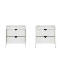 Manhattan Comfort Coney 19.68" Mid-Century Modern Nightstand 2-Piece Set - White-Mid-Century Modern Nightstand for Bedroom Use