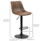 HOMCOM Microfiber Retro Tub Bar Stools with Metal Frame and Footrest - Brown - 2 Pack-Sturdy and reliable powder-coated metal frame
