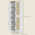 HOMCOM - Armoire de cuisine avec 4 portes en rotin et étagères ajustables - blanc-Portes Shaker avec rotin pour une décoration intérieure élégante 