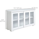 HOMCOM - Armoire de rangement de cuisine moderne 42 po L avec 2 portes coulissantes en verre - blanc-Les lignes épurées avec un élégant verre trempé offrent une sensation d'ouverture et de légèreté 