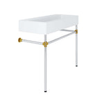 Modway - Redeem Fixation murale en acier inoxydable argenté de 40" Vanette de salle de bain - Blanc argenté-Bassin d’évier en céramique