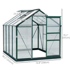 Outsunny - serre en polycarbonate - 6 pi x 8 pi x 6,6 pi - vert-Conception pratique avec une porte coulissante simple pour un accès facile  
