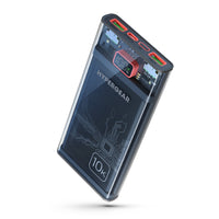 HyperGear 10000mAh USB-C and Dual Port USB-A Portable Power Bank - Clear-Unique transparent design