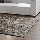 Modway - Ganesa Treillis floral en diamant vieilli Tapis de 5 pi l x 8 pi L - Noir et beige-Dessous en caoutchouc de prise