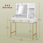 HOMCOM Vanity Desk with Mirror and Lights - 38.6" L x 17.7" W x 54.3" H - White-Steel drawer slides enable smooth operation without sticking 