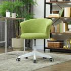 Vinsetto Fluffy Armless Office Chair with Adjustable Height - Light Green-Teddy fleece fabric is soft and comfortable