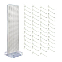 Azar Studio Base Pegboard Floor Stand - 60" x 17" - White-Includes a T-strip sign holder that can be attached to the top of the pegboard display