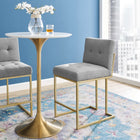 Modway Privy Gold Stainless Steel Upholstered Fabric Counter Stool - Gold/Light Grey-Soft Polyester Fabric Upholstery