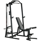 Soozier - Appareil De Gym À Domicile - Machine Smith 3 En 1 Avec Banc Réglable-Rack de musculation avec système de poulies à câble, rack à squats à 15 niveaux et barre de traction  