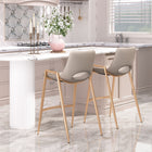 Zuo Desi Counter Stool - Beige/Gold - Set of 2-Dimensions: 20.7" L x 20.3" W x 35.6" H