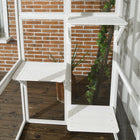 PawHut - Enclos extérieur pour chat avec toit en asphalte, 6 plateformes de saut, 71 po L x 39 po l x 71 po H, blanc-Fabriqué en bois de sapin massif et grillage métallique 