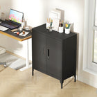 HOMCOM - Armoire de rangement en métal avec serrure - noir-Kits anti-basculement et patins de pied réglables pour un placement sûr et stable 