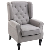 HOMCOM - Fauteuil d’appoint en tissu avec accoudoirs roulés pour chambre - gris-Idéal pour le salon, la chambre, le bureau, la salle de réunion et plus encore 
