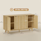 HOMCOM Modern 55.1" L Sideboard Buffet Cabinet with Storage - Natural Wood-Anti-tipping strap included for enhanced safety