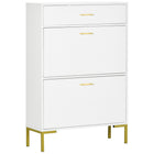 HOMCOM Modern Shoe Storage Organizer with Flip Doors - White-Modern shoe cabinet matches most styles of home furnishings
