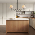 Modway Sunlit Squiggle 2-Arm Pendant Light - Walnut/Black-Fabric Shades