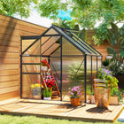 Outsunny 6' x 6' x 6.5' Polycarbonate Greenhouse - Grey- Robust aluminium alloy frame for long-term use
 