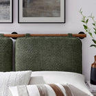 Modway Anela Wall-Mounted Chenille Upholstered King Size Headboard - Sage Walnut-Rubberwood Bar