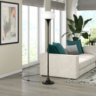 Hudson&Canal - Lampadaire torchère Aleister avec abat-jour en verre - Bronze noirci/lait blanc-Conçu pour les ampoules à incandescence de 60 W - ampoules LED de 9 W, ampoules fluorescentes (CFL) de 13 W ou ampoules LED à ballast automatique de 9 W, ampoules à culot E26, ampoule non incluse