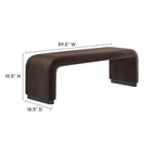 Modway Koda Performance Velvet Waterfall Long Bench - Black/Chocolate Brown-Waterfall Design