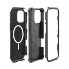 TUFF8 - iPhone 16 Pro Max -  Impact+ Coque de protection trois couches avec étui-Protection de l'écran et de l'appareil photo : conçu avec un rebord surélevé pour l'objectif et le cadre de l'écran afin de protéger votre appareil photo, votre flash et votre écran contre les rayures lorsqu'ils sont placés face vers le bas.