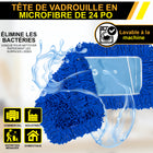 Gritt Commercial - Tête de vadrouille à poussière en microfibre bouclée - 24 po x 5 po - Bleu - Paquet de 3-Attire et enlève rapidement la poussière en un seul geste