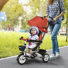Qaba - Tricycle bébé 6 en 1 avec poignée parentale - rouge-Siège bébé rotatif pour une surveillance facile des parents lors de la promenade 